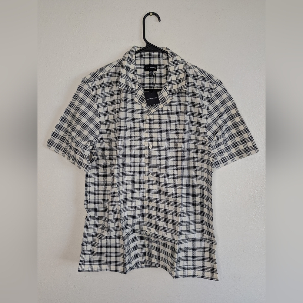 NWT Club Monaco Men's Short Sleeve Gingham Oxford Shirt Size S